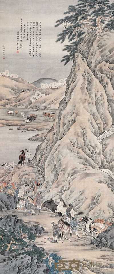 刘用烺 放牛归马图 立轴 155.5×65cm